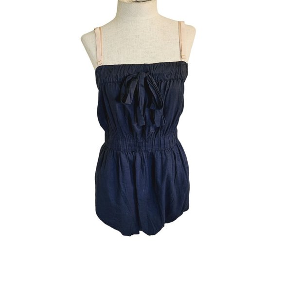 J. Crew Bubble Dress size Small Navy Blue bow front straps mini - Picture 1 of 11